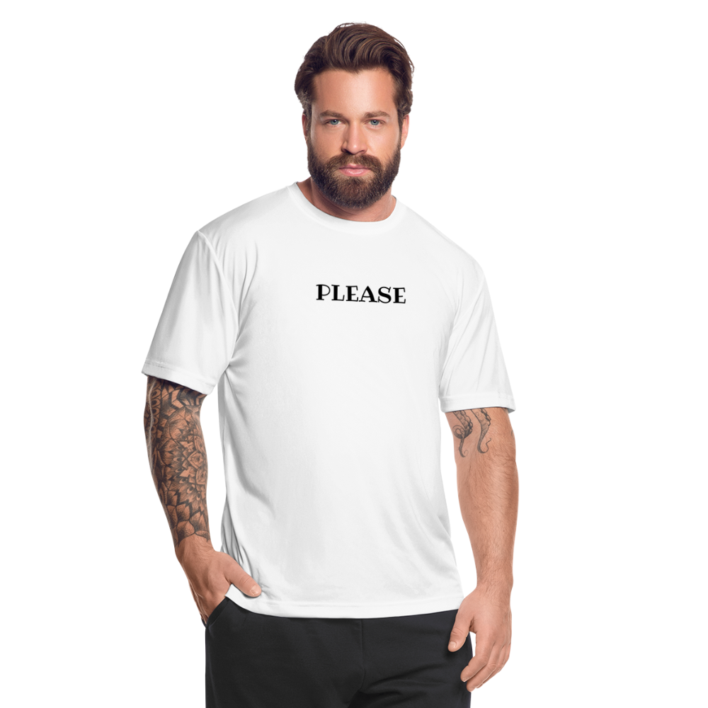 Men’s Moisture Wicking Performance T-Shirt - Please and Thank You - white